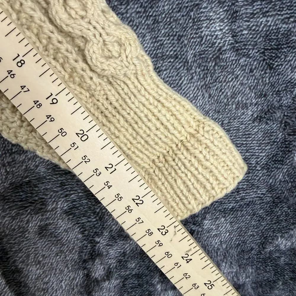 Vtg 60's 70's Abercrombie & Fitch Virgin Wool Cable Knit Cardigan Ireland M/L - Picture 7 of 11